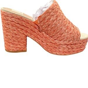 Dolce Vita Elora Orange Raffia Woven Mules - Size 8